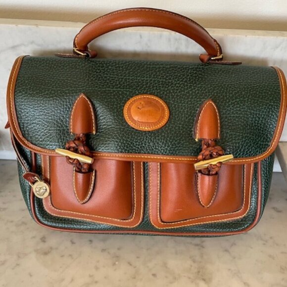 Dooney & Bourke Handbags - DOONEY & BOURKE AWL Green Pebbled Leather Large Double Pocket Outback Purse